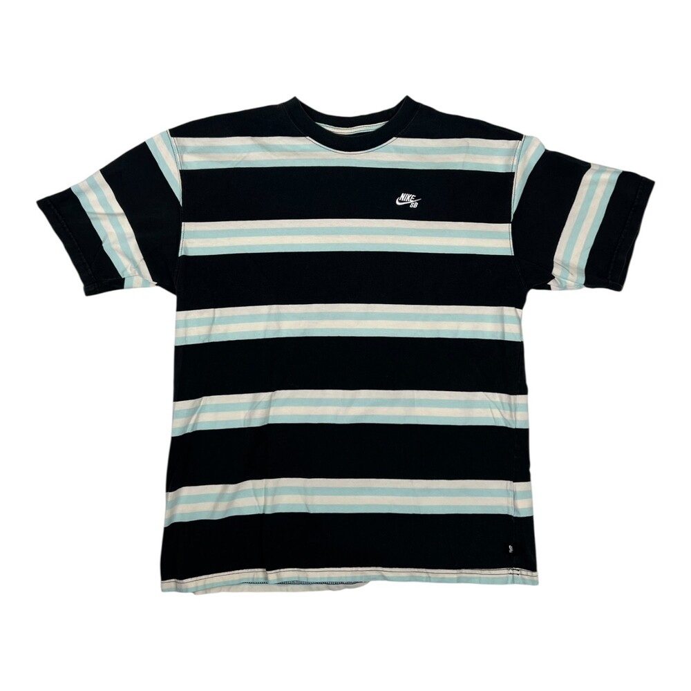 Nike SB Striped T-Shirt Size Medium Black Blue Y2K Skater